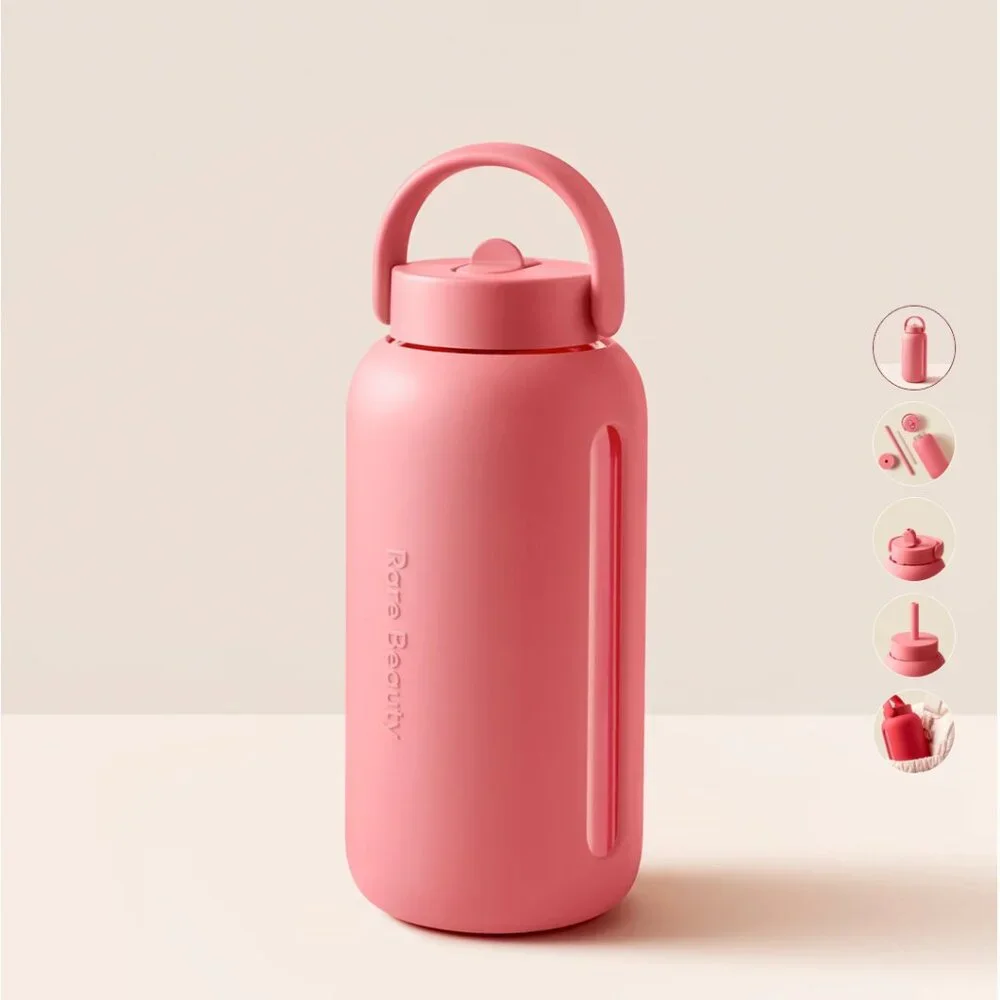 NWT Rare Beauty x Bink Day Bottle (with Flip Cap & Lounge Straw Cap) - HAPPY